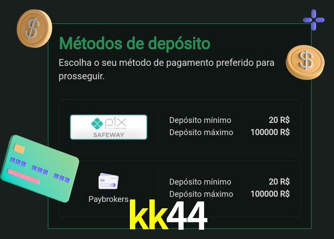 O cassino kk44 oferece uma grande variedade de métodos de pagamento